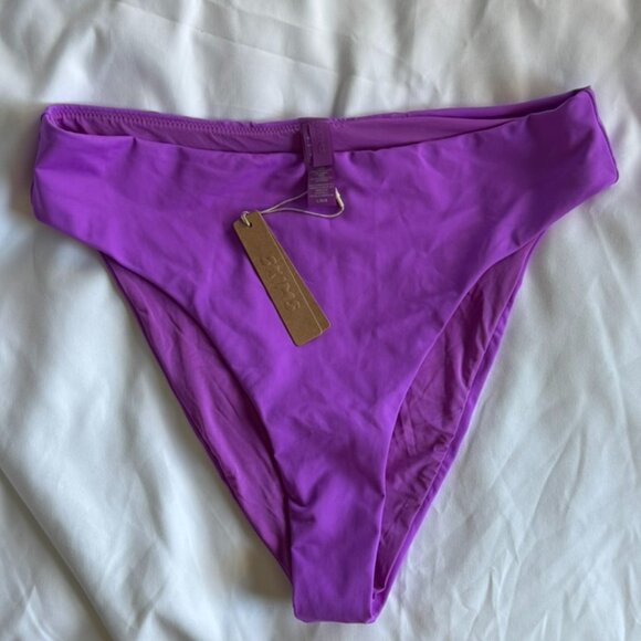 💜 NWT SKIMS Signature Swim Mid Waist Bikini Bottom in Violet size Large - Picture 1 of 8
